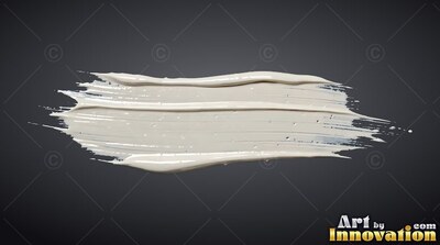 Thick stroke of wet white paint smeared across dark gray