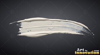 A thick streak of creamy white paint smeared along a dark gray background