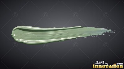 Stretched horizontally across dark gray, a thick pale green paint smear
