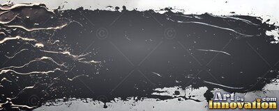 Glossy ridged texture covers a broad smear of dark paint across bright white paper