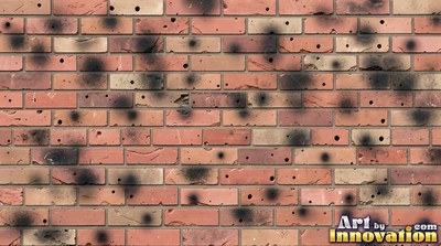 Salmon pink brick laid in a neat stack bond grid, soft even light across the wall