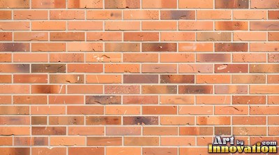 Salmon pink brick laid in a neat stack bond grid, soft even light across the wall