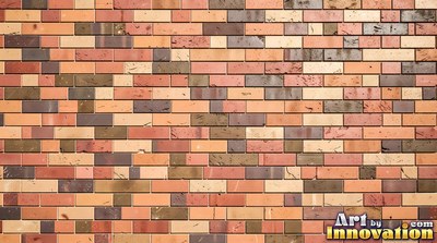 Weathered red brick wall with chipped corners and crumbling mortar, shot flat and evenly lit