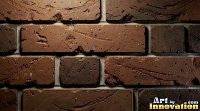 Weathered red brick wall with chipped corners and crumbling mortar, shot flat and evenly lit