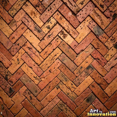 Basket weave brick paving in alternating pairs, a flat full frame surface