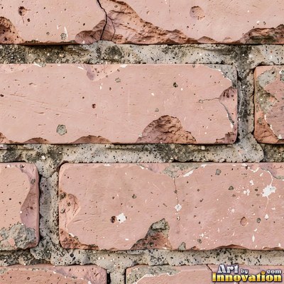 Salmon pink brick laid in a neat stack bond grid, soft even light across the wall