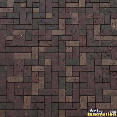 Basket weave brick paving in alternating pairs, a flat full frame surface
