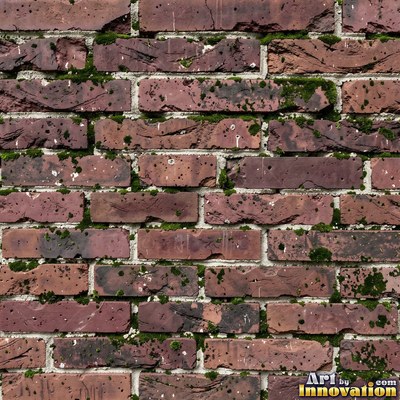 Painted charcoal brick with the paint worn off the edges, a full frame wall texture