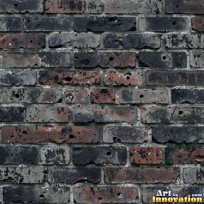 Painted charcoal brick with the paint worn off the edges, a full frame wall texture