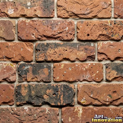 Painted charcoal brick with the paint worn off the edges, a full frame wall texture