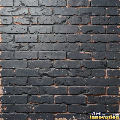 Painted charcoal brick with the paint worn off the edges, a full frame wall texture