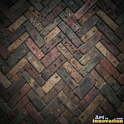 Basket weave brick paving in alternating pairs, a flat full frame surface