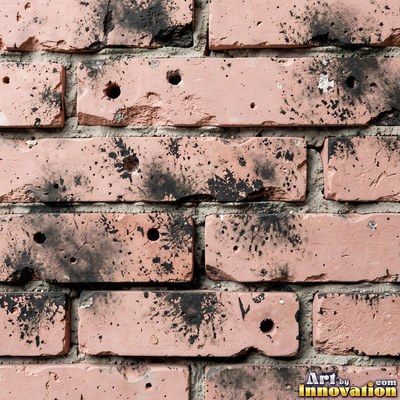 Salmon pink brick laid in a neat stack bond grid, soft even light across the wall