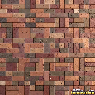 Salmon pink brick laid in a neat stack bond grid, soft even light across the wall