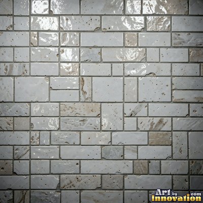 Crackle glazed tiles with a fine web of crazing in deep wine red
