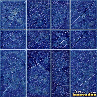 Crackle glazed tiles with a fine web of crazing in deep wine red