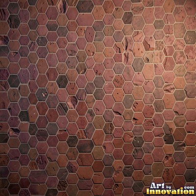 Crackle glazed tiles with a fine web of crazing in deep wine red