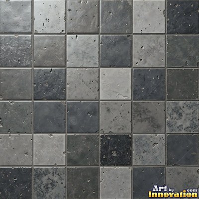 Crackle glazed tiles with a fine web of crazing in deep wine red