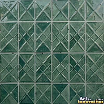 Matte sage green terracotta tiles with soft worn edges under even daylight