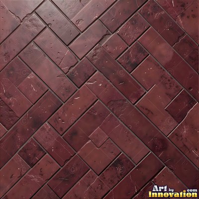 Old chipped yellow tiles with darkened grout lines filling the frame