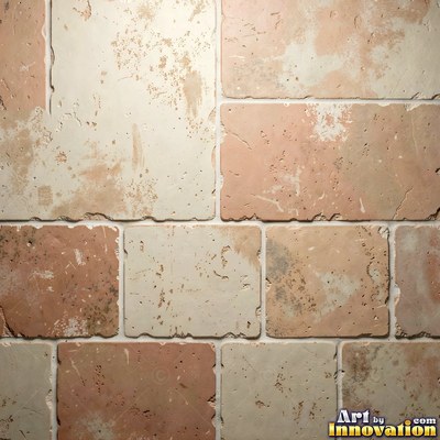 Crackle glazed tiles with a fine web of crazing in deep wine red