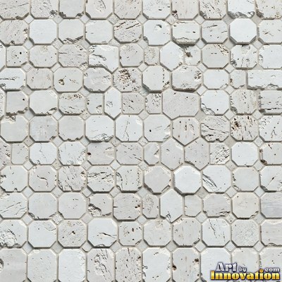 Old chipped yellow tiles with darkened grout lines filling the frame