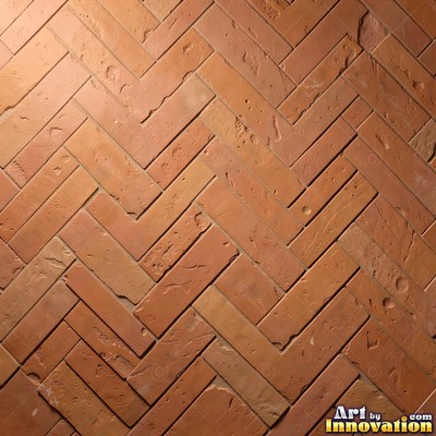 Crackle glazed tiles with a fine web of crazing in deep wine red