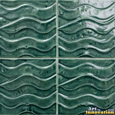 Crackle glazed tiles with a fine web of crazing in deep wine red