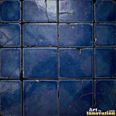 Crackle glazed tiles with a fine web of crazing in deep wine red