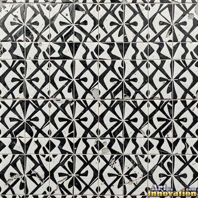 Crackle glazed tiles with a fine web of crazing in deep wine red