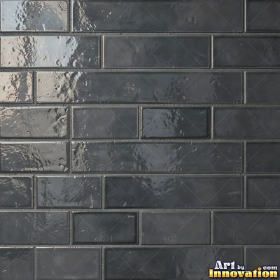 Crackle glazed tiles with a fine web of crazing in deep wine red