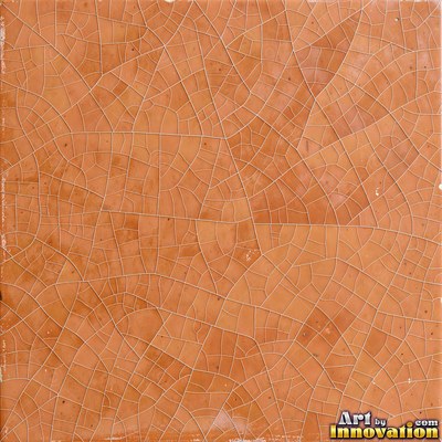Crackle glazed tiles with a fine web of crazing in deep wine red