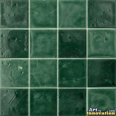 Crackle glazed tiles with a fine web of crazing in deep wine red