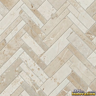 Old chipped yellow tiles with darkened grout lines filling the frame