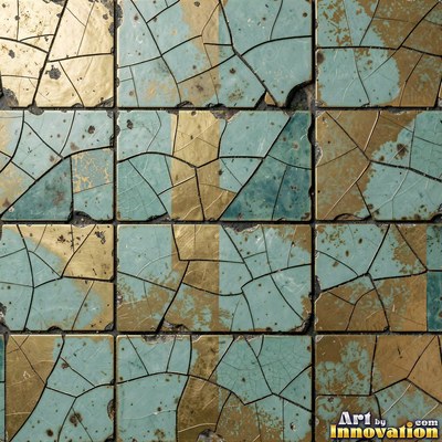 Crackle glazed tiles with a fine web of crazing in deep wine red