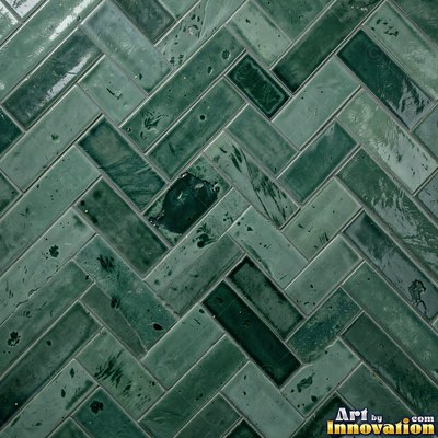 Matte sage green terracotta tiles with soft worn edges under even daylight