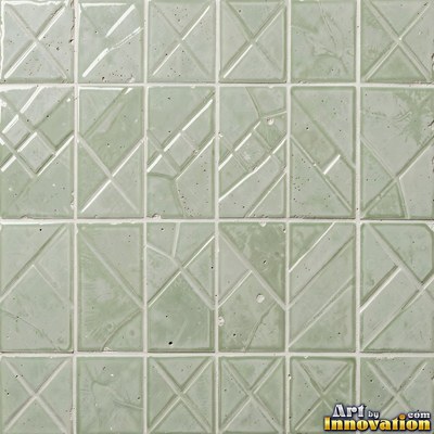 Charcoal glazed rectangular tiles laid in a herringbone pattern, flat front view