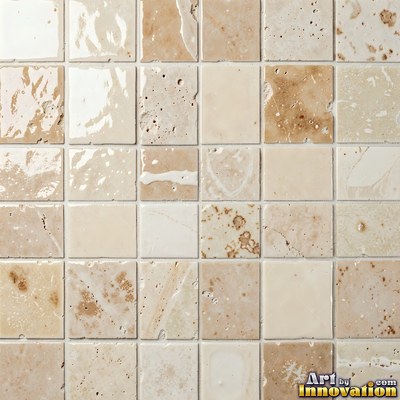 Crackle glazed tiles with a fine web of crazing in deep wine red