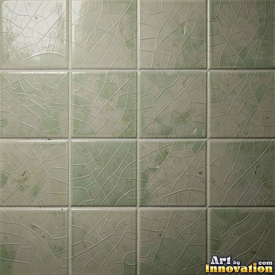 Crackle glazed tiles with a fine web of crazing in deep wine red