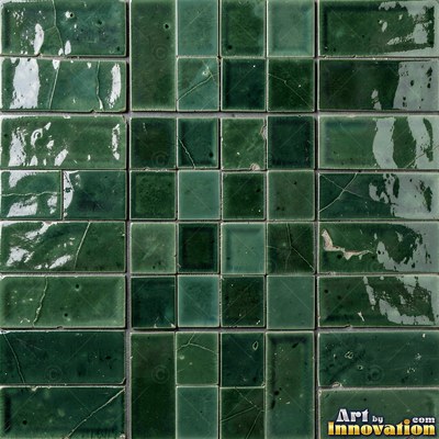 Charcoal glazed rectangular tiles laid in a herringbone pattern, flat front view