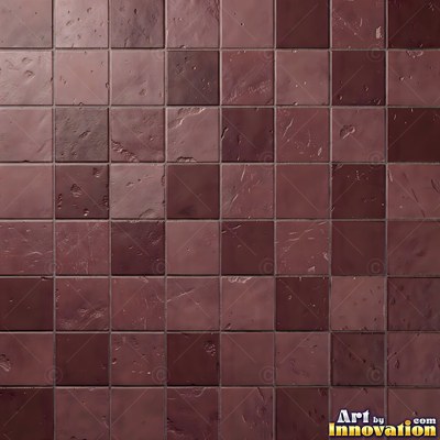 Crackle glazed tiles with a fine web of crazing in deep wine red