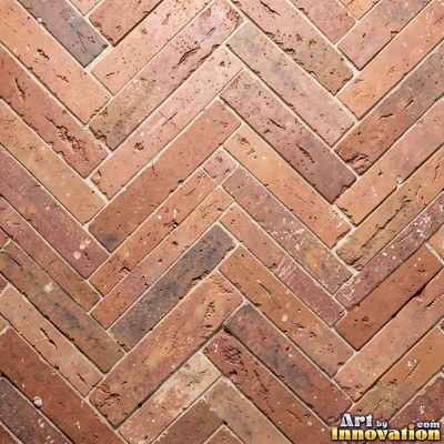 Old chipped yellow tiles with darkened grout lines filling the frame