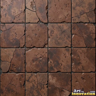 Crackle glazed tiles with a fine web of crazing in deep wine red