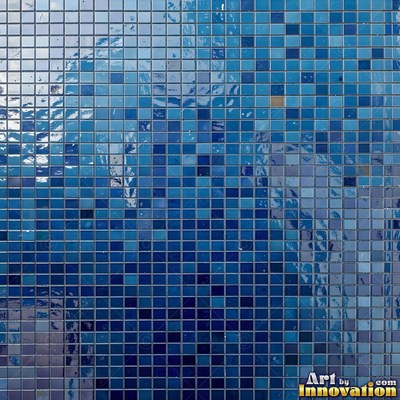 Moorish star pattern mosaic in emerald green glaze, a full frame tile texture