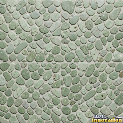 Sage green penny round mosaic tiles packed edge to edge