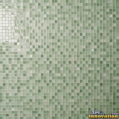 Roman style stone mosaic with a border pattern in whitewashed tones