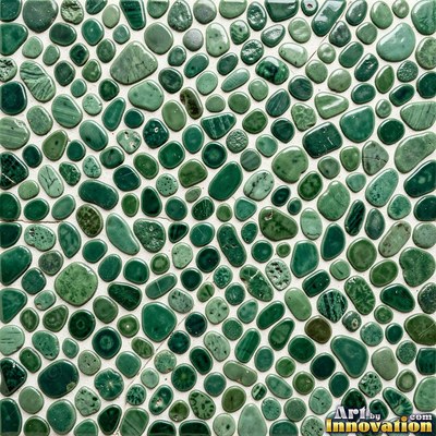 Moorish star pattern mosaic in emerald green glaze, a full frame tile texture