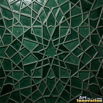 Roman style stone mosaic with a border pattern in whitewashed tones