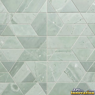 Sage green penny round mosaic tiles packed edge to edge