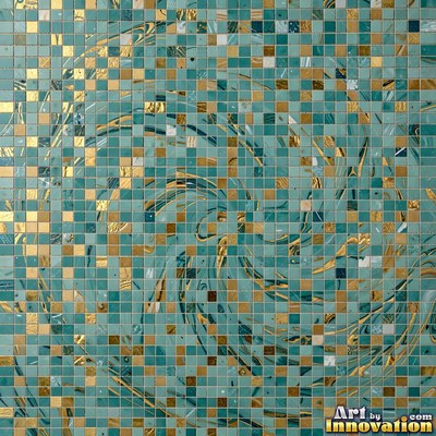 Sage green penny round mosaic tiles packed edge to edge